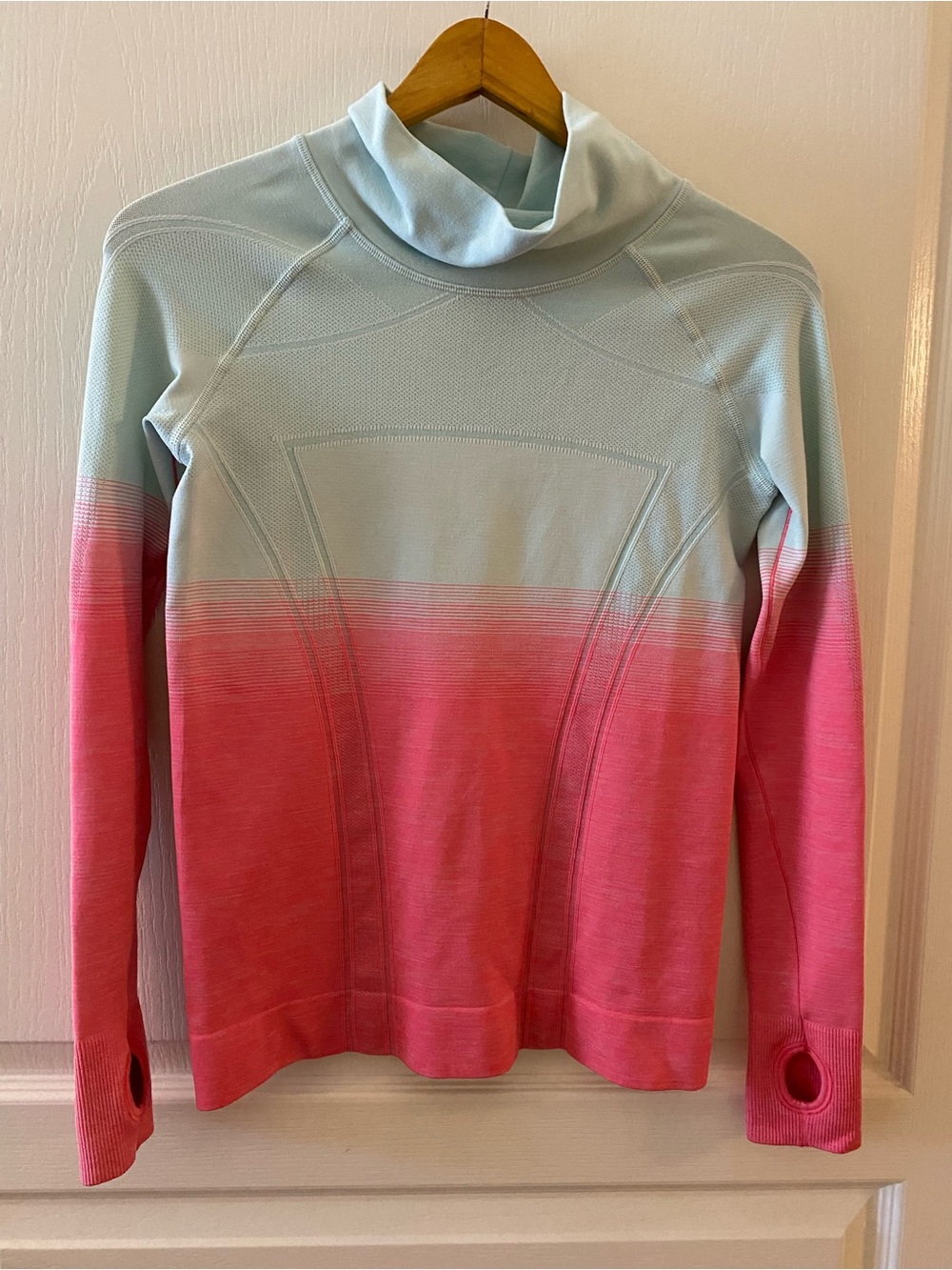 IVIVVA Girl’s Fly Tech Long Sleeve Mockneck Top in Pink & Blue Ombré - 14